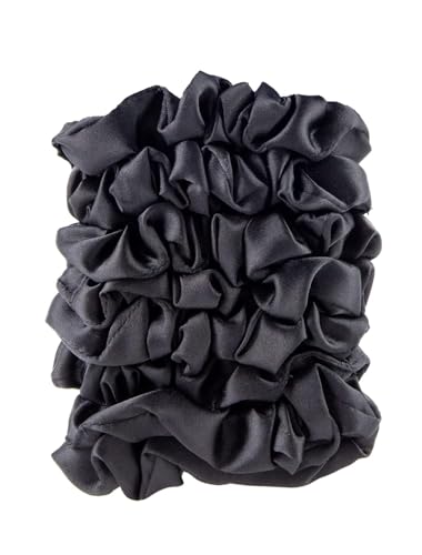 Satin Scrunchies No Crease Hair Ties for Thin & Normal Hair - Black 8 Pack