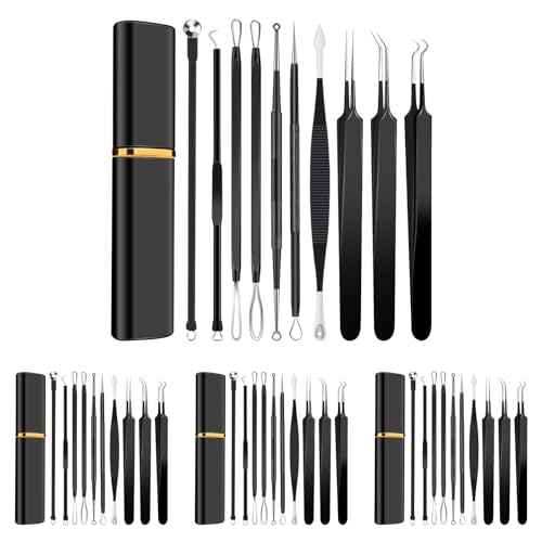 40pcs Pimple Popper Tool Kit Stainless Steel Blackhead Remover Tool Comedones Extractor for Forehead Facial Nose Lightweight Acne Needle Tool with Metal Case for Travel Home Use