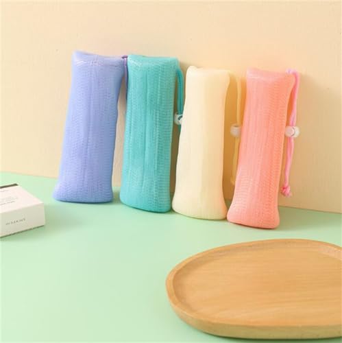 Exfoliating Mesh Soap Pouch with Lanyard - Set of 4