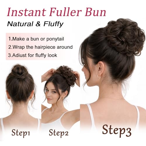 Messy Bun Hair Piece Scrunchie - Dark Brown Synthetic Hair Extension