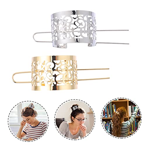 Yardenfun 2pcs Hairpin Vintage Hair Accessories Round Hair Clip Chinese Hair Sticks Hair Cuff Bun Cage Hair Slide Hairpin Metal Bun Cage Stick Bun Holder Hair Cuff Hair Stick Miss Bracket