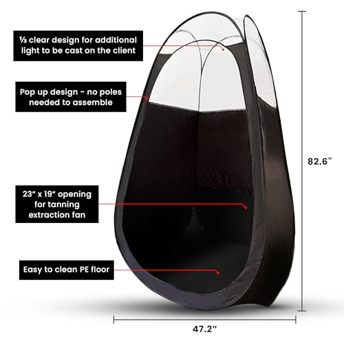 Large Deluxe Spray Tan Tent ? Pop Up Tent Portable Tanning Booth with Carry Case ? Clear Window for Perfect Spray Tanning ? Extraction Fan Opening ? Easy Clean Spray Tan for Home & Salon