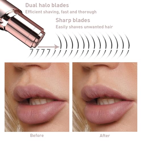 Facial Hair Remover for Women with 8 Replacement Heads - Gentle & Portable