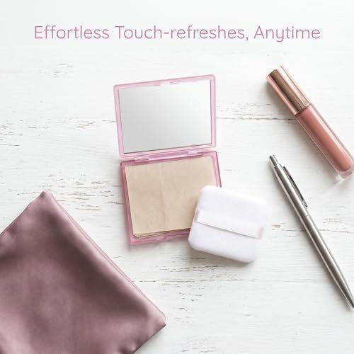 Oil Blotting Papers for Face with Mirror & Puff - Shine Control, 100 Sheets