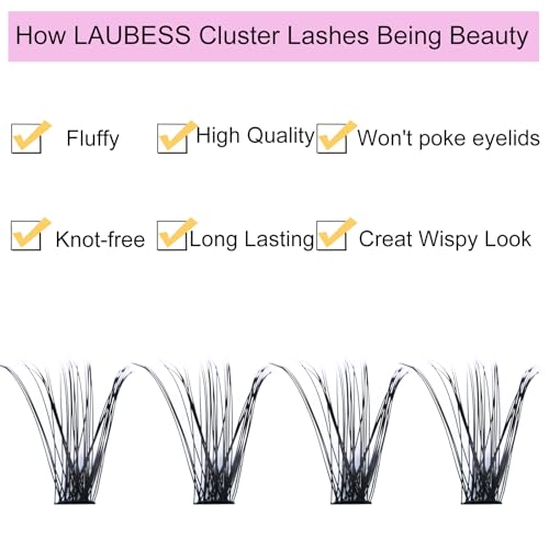 LAUBESS 40D Cluster Lashes - Wispy Mixed Tray Extensions