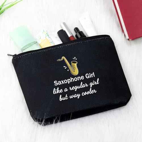 GJTIM Saxophonist Gift Saxophone Player Gift Travel Makeup Bag for Saxophone Lovers (Saxophone Black)