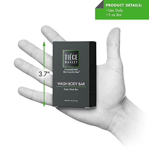 Tiege Hanley Daily Body Wash Bar Soap for Men With Vitamin E, Jojoba Oil, and Aloe to Cleanse, Hydrate, and Gently Exfoliate, Men's Shower Skin Care, Subtle Cucumber Scent, 5 Oz Bar