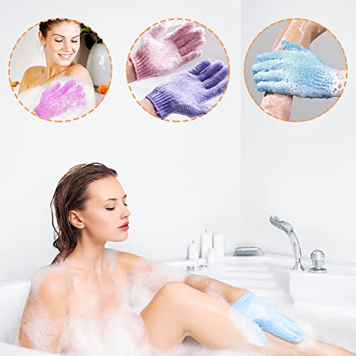 Exfoliating Gloves for Shower, 30-Pack, 15 Colors, Double-Sided