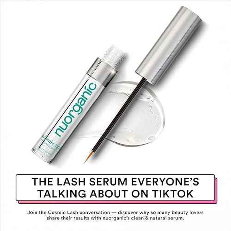 nuorganic Cosmic Lash Serum Without Prostaglandins | Eyelash Growth Serum for Thicker, Longer, More Defined Lashes | 4-Month Supply XL Size | Made in USA | cGMPA Certified Lab | 8ml