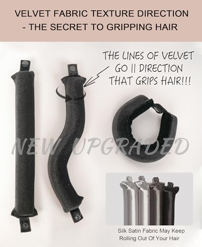 Heatless Curling Rods Overnight Set with Velvet Fabric & Satin Wrap
