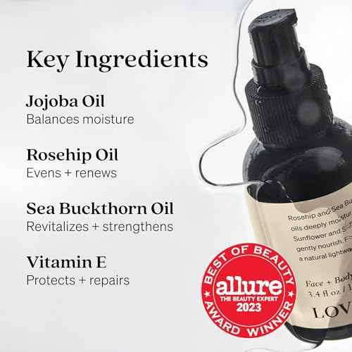 Loved01 Face & Body Oil, John Legend Skincare, Daily Hydration, Lightweight & Non-Greasy Formula with Vitamin E & A, Serum for Scars & Stretchmarks, 3.4 oz