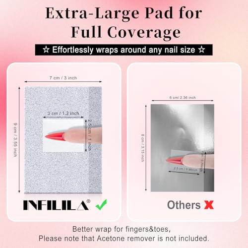 NXJ INFILILA 300 Pcs Gel Nail Polish Remover Foil Wraps with Cotton Pads