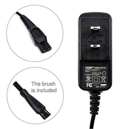 HQRP 15V AC Adapter Compatible with Philips Norelco 3100 3500 9000 9700 Series, S9721 AT811 7885XL 7886XL 8020X 8040X 8060X 8138XL 8867XL 8880XL 8881XL 8883XL 8890XL MG5750 BG2034 Shaver Charger