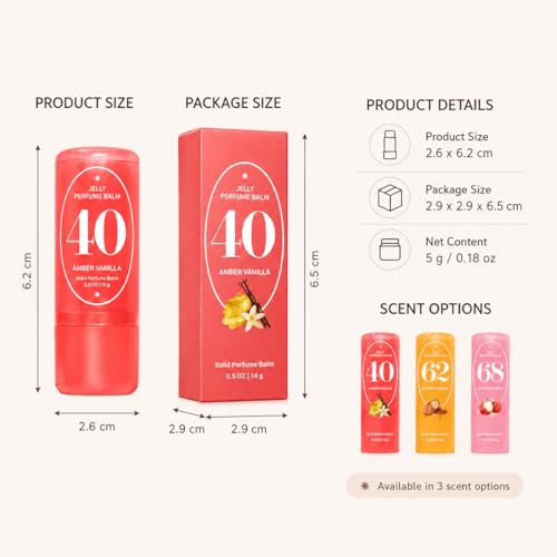Jelly Perfume Balm Stick - Solid Fragrance, 3 Scents, 15g