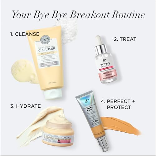IT Cosmetics Bye Bye Breakout Acne Treatment Face Serum -With 2% Salicylic Acid & 3% Lactic Acid - Helps Reduce Pimples in 3 Days & Fades Look of Post-Acne Marks in 8 Weeks - 1 Fl. Oz