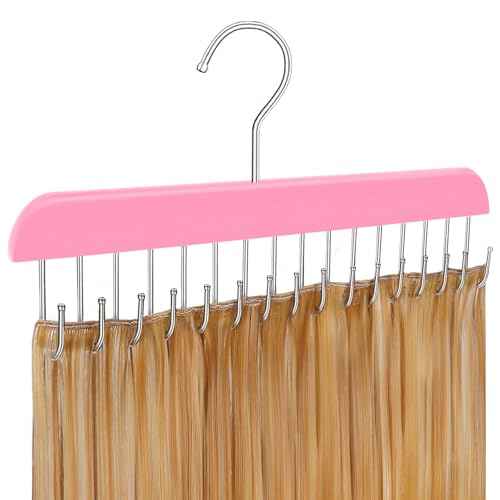 Hair Extension Holder and Hanger for Styling, Washing, and Organizing Clip Ins - Weft Holder (Pink)