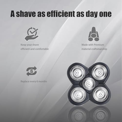3 Pack Blades Refills Compatible with Freebird Shaver, 5 Blades Shaver Replacement Head for Bald Men, Electric Razor Replacement Heads for Freedom Grooming with 3 Cleaning Brush