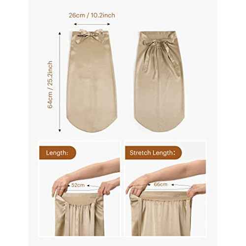 LILYSILK Mulberry Silk Sleep Cap 100% 19 Momme Long Silk Bonnet for Curly Hair, Night Cap for Sleeping, Silk Hair Wrap for Women Coffee