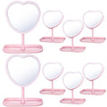 8 Pcs Spa Party Supplies 8 Heart Shaped Mirror Spa Party Mirror for Girls Sleepover Party Favors Makeup Mirror for Spa Party Sleepover Party Slumber Birthday Party Favor, Pink