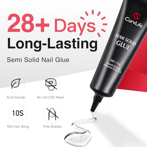 CurvLife Super Strong Nail Glue 15g - Quick Drying for Press On Nails