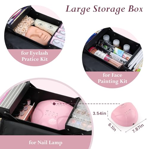Large 4-Tier Makeup Train Case with Shoulder Strap & Luggage Sleeve