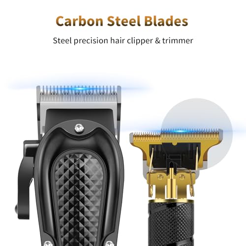 Professional Cordless Hair Clipper Kit with Beard Trimmer & 8 Guide Combs