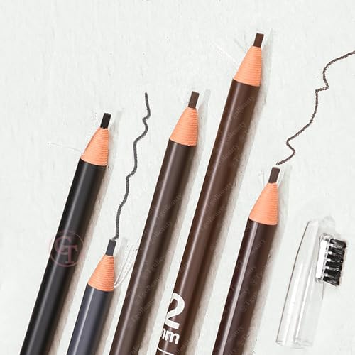 2mm Ultra-Fine Eyebrow Pencils with Brush - 6 Pack Brown