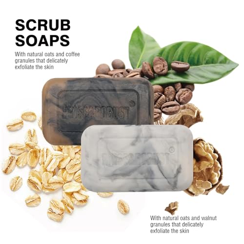 Rinse & Robust Mens Soap 4Pcs Natural Mens Bar Soap Cleansing Soap Bar Set Gift for Men Exfoliating & Moisturizing Luxury Soap FACE BODY HAND SHAVE Soap 4 In 1 All Skin Type |5.3 oz of 4 Bars