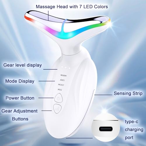 SIQUER Red Light Therapy Facial & Neck Massager - Portable Skin Care Device