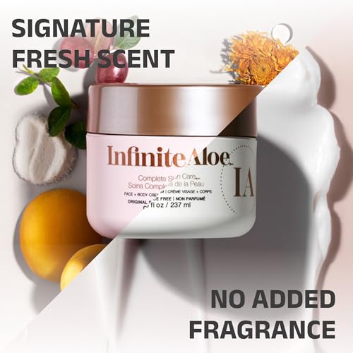 InfiniteAloe Complete Skin Care, Aloe Vera Powered Face and Body Cream for Dry Skin Relief, Fragrance Free - Large Jar 8 oz & 2 Travel Jar 0.5 oz