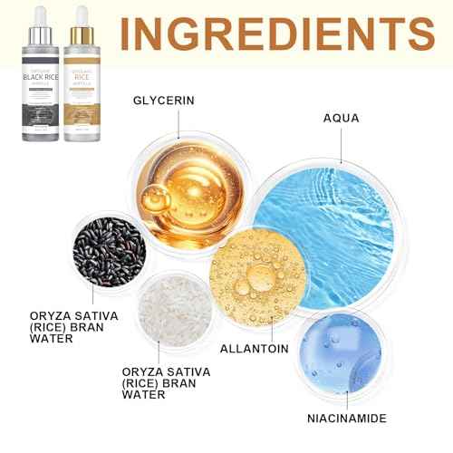 Black Rice Exfoliant,Peel Shot Glow Rice Ampoule Duo Set White and Black Rice Exfoliating facial mask .Reduce blackheads, shrink pores, suitable for all skin types, 2.7 Fl Oz (Pack of 2)