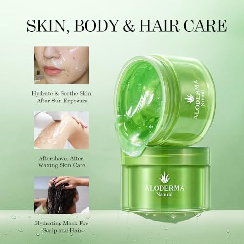Aloderma Basic Aloe Brightening Skin Care Set - 4 Pieces - Cleanser, Cream, 200g Aloe Vera Gel x 2pcs