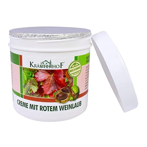 Krauterhof Horse Chestnut & Red Vine Cream for Varicose Veins, Aching Legs - 250ml, All Skin Types