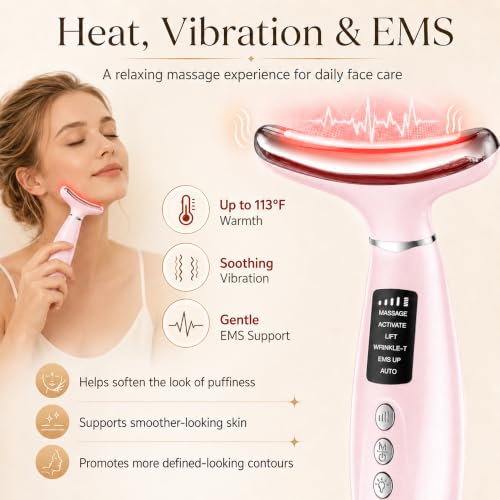 Pink 7-Color Face Sculpting Tool with Red Light Therapy for Face & Neck - GIHWRRI
