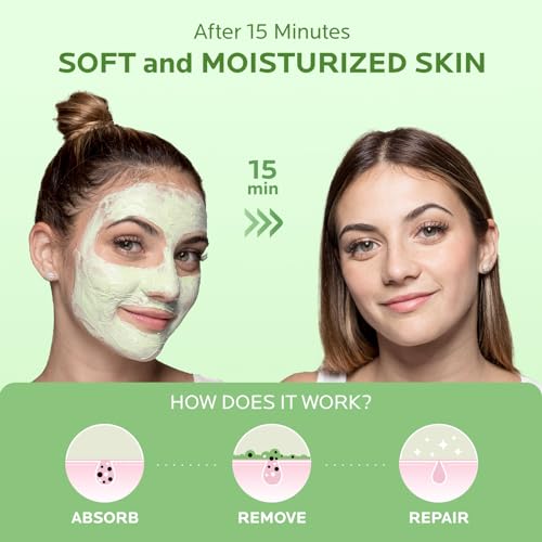 ZealSea Superfood Clay Face Mask: Deep Cleansing Mask for Controlling Oil & Blackhead Removal Pore Cleansing Antioxidant Anti-Aging Hydrating Facial Mask Vegan Skincare 5.29 Oz