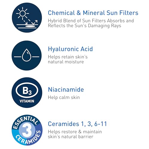 CeraVe Hydrating Sheer Sunscreen with SPF 30 for Face and Body, Mineral & Chemical Sunscreen for Men & Women with Zinc Oxide, Hyaluronic Acid and Ceramides, Paraben-Free + Fragrance-Free, 3 Ounces