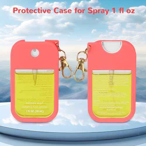 Hand Sanitizer Spray Case Compatible with Touchland Power Mist 1 oz ? Silicone Case with Keychain for Touch Land Mist 1 fl oz£¨30 ml£©, Hand Sanitizer Accessory for 1 fl oz (Purple+Blue+Red, 3 Pack)