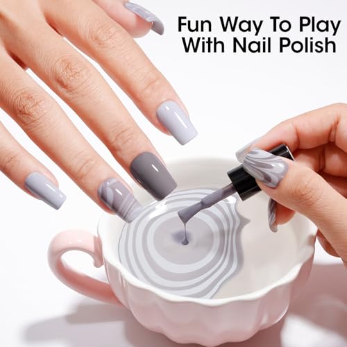 GELLEN 6PCS Black White Gray Nail Polish Set - Toxin Free & Quick Dry