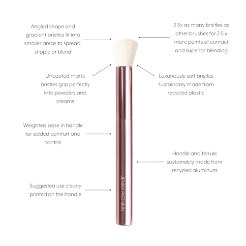Jenny Patinkin Luxury Sustainable Angled Multi-Blender (L) Foundation Brush?2.5x More Bristles for a Soft, Flawless Blend. Vegan and cruelty-free. Ideal for Liquid, Cream, and powder Makeup Brushes.