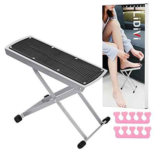 Pedicure Foot Rest, Adjustable Foot Stand with Non-Slip, Toe Separator - Easy at Home, No More Bending or Stretching, Beauty Pedicure Kit (Black)