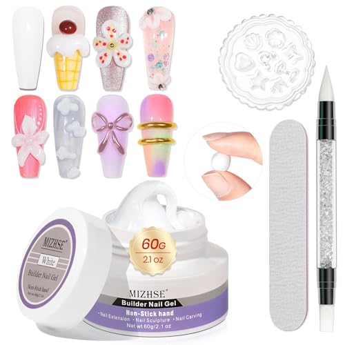 MIZHSE 60g White 3D Gel Nail Art Sculpting Builder Gel with Variants