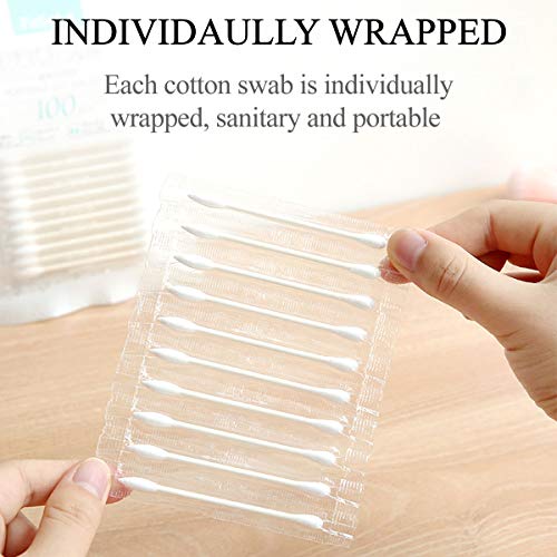 Olive Oil Makeup Remove Cotton Swabs - Individually Wrapped Double Tipped Paper Sticks, 100 Count (Round/Pointed End)