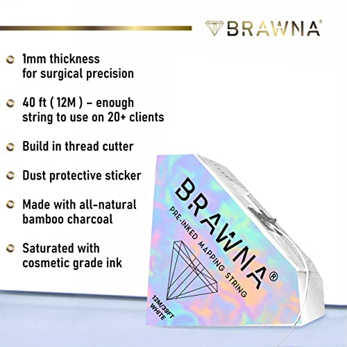 BRAWNA Eyebrow Mapping Thread 3-Pack White Pink Black 12m