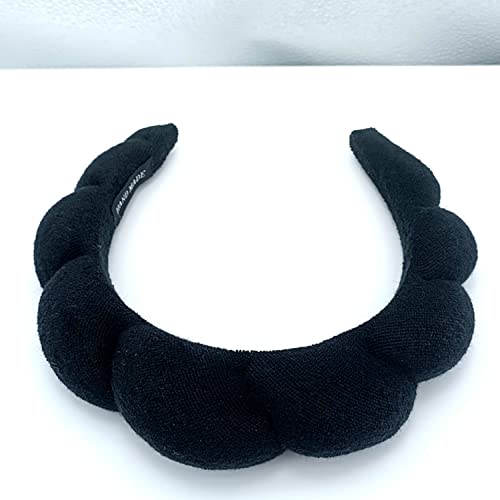 BLAISTER Skincare Headband for Women, Spa Headband, Makeup Headband for Washing Face, Soft Towel Headband for Facial Mask, Cute Hairband for Shower (Black)