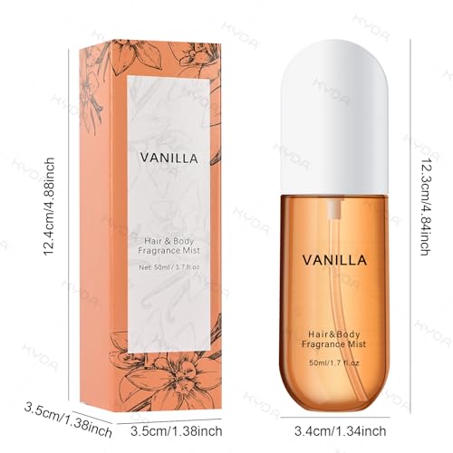 KYDA Vanilla Hair Perfume Mist - Long-Lasting Women’s Fragrance & Hair & Body Spray