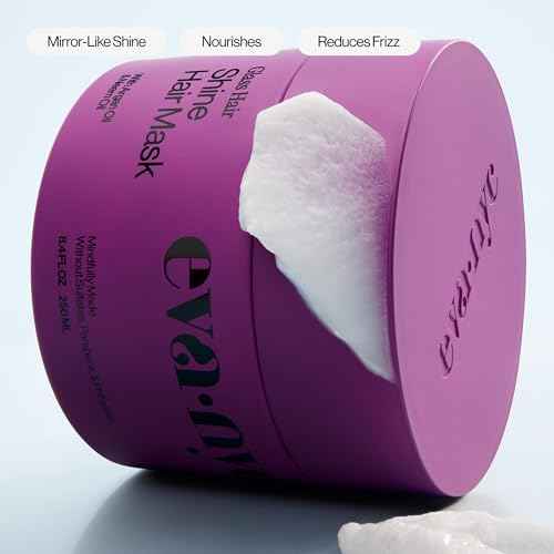 Eva NYC Anti-Frizz Hair Mask for Instant Shine - Argan Oil + Neem Oil - For High Gloss + Glassy Mirror-Like Shine - Nourishing Anti-Frizz Hair Product - Warm Vanilla Scent - 8.4 fl oz