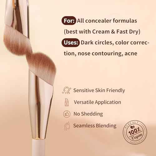 Small Angled Concealer Brush For Under Eye Brightening, Precision Face Makeup Brush (193 concealer brush-Pink)