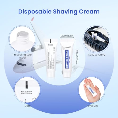 200 Pack Travel Size Shaving Cream Bulk,10ml/0.35fl oz Individually Wrapped Mini Disposable Shaving Cream in Bulk 1.2x2.8 inch Travel Size Toiletries Amenities for Guests,Homeless,Charity