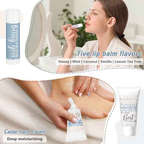 40 Sets Christmas Employee Appreciation Gifts Bulk 2025 Lip Balm and Hand Cream Set Inspirational Hand Lotion Thank You Gift for Coworker Staff Office Teacher Nurse Christmas Stocking Stuffer