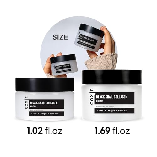[coxir] BLACK SNAIL COLLAGEN CREAM [30ml/1.01 fl.oz(Pack of 1)] Black-3-Complex: Black Rice, Bean, Sesame, Snail Mucin, Collagen, Peptide l Repairing&Firming l Korean Skin Care